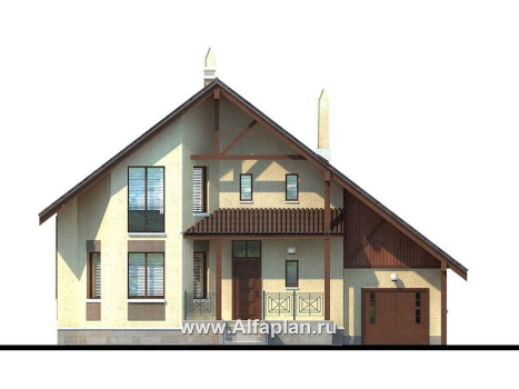 «Регенсбург» - проект дома из газобетона, с эркером и с гаражом, с сауной, в немецком стиле - превью фасада дома