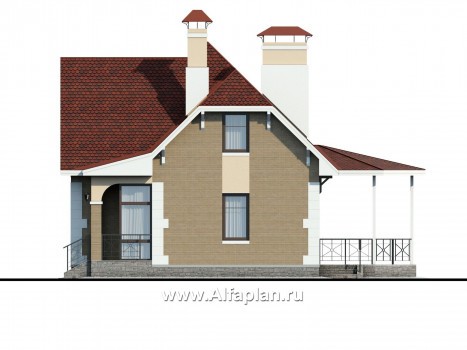 «Летний вечер» - проект небольшого дома с мансардой и с террасой, в стиле эклектика - превью фасада дома