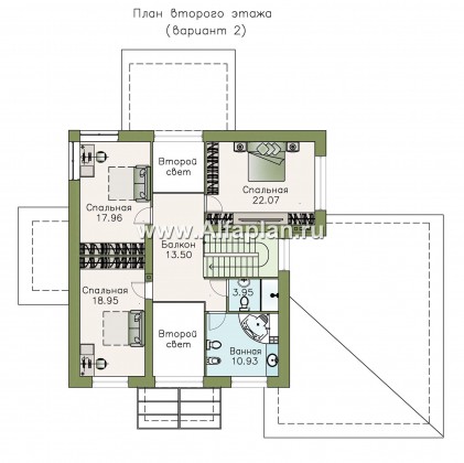 «Мелодия света» - проект двухэтажного дома, со вторым светом и с террасой, с гаражом на 2 авто - превью план дома
