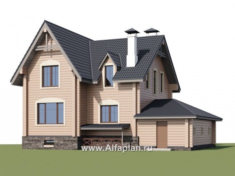 «АльфаВУД» - проект дома с мансардой, из дерева, с цокольным этажом и с гаражом - превью дополнительного изображения №1