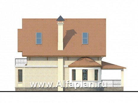 «Золотая середина» - проект коттеджа с жилой мансардой, палнировка с сауной, с эркером и с балконом - превью фасада дома
