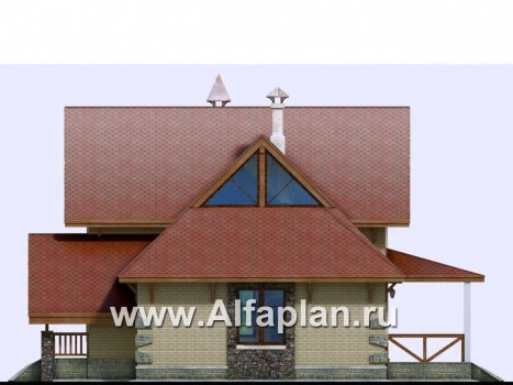 «Альпенхаус» - проект дома с мансардой, высокий потолок в гостиной, в стиле шале - превью фасада дома