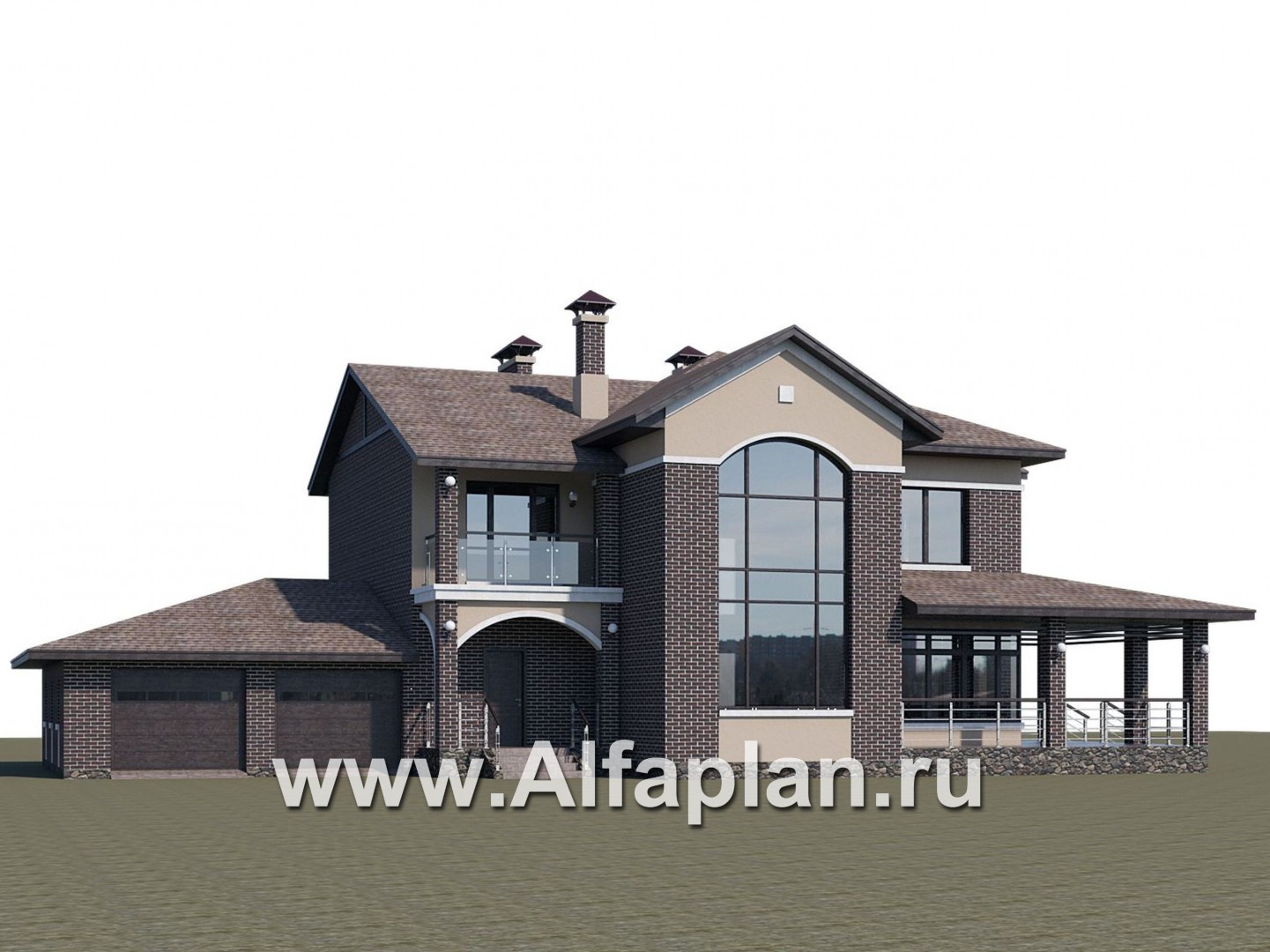 Проекты домов Альфаплан - «Голицын»- особняк с гаражом на два автомобиля - дополнительное изображение №1