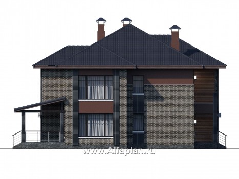 «Неман» - проект двухэтажного дома, особняк с двусветной гостиной, с террасой - превью фасада дома