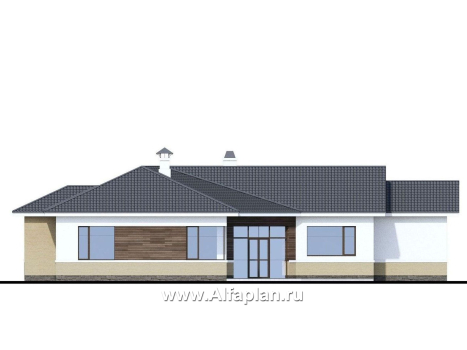 Проекты домов Альфаплан - «Модуль» — современный дом с диагональным планом - превью фасада №2