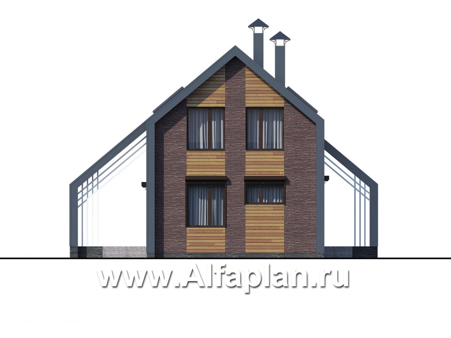 Проекты домов Альфаплан - «Тау» - двухэтажный дом с фальцевыми фасадами и кровлей - изображение фасада №4