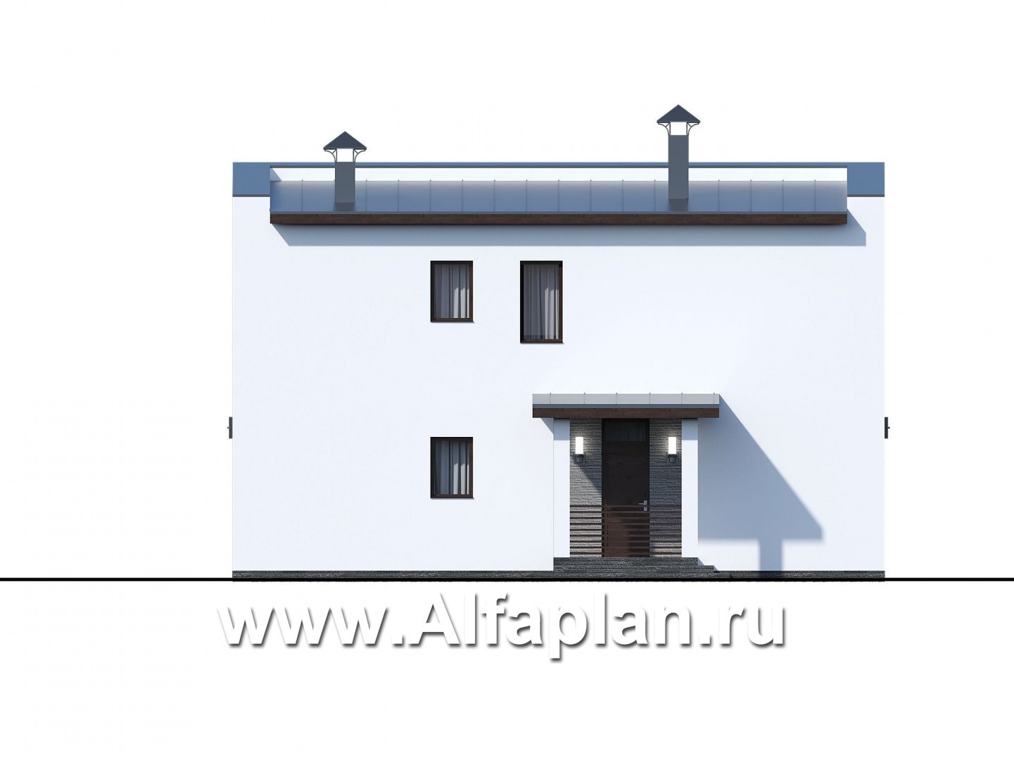 Проекты домов Альфаплан - «Тау» - каркасный дом с односкатной кровлей - изображение фасада №3