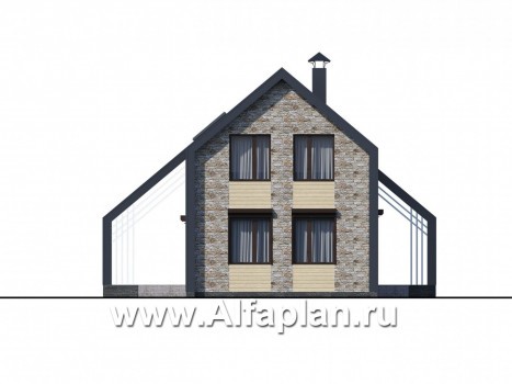 Проекты домов Альфаплан - «Омега» - двухэтажный каркасный дом с пятью спальнями - превью фасада №4