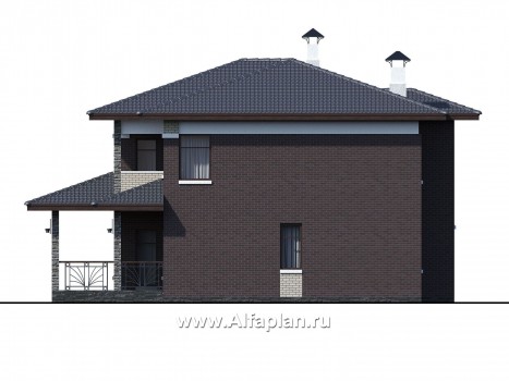 Проекты домов Альфаплан - «Маяк» - уютный дом с террасой - превью фасада №2