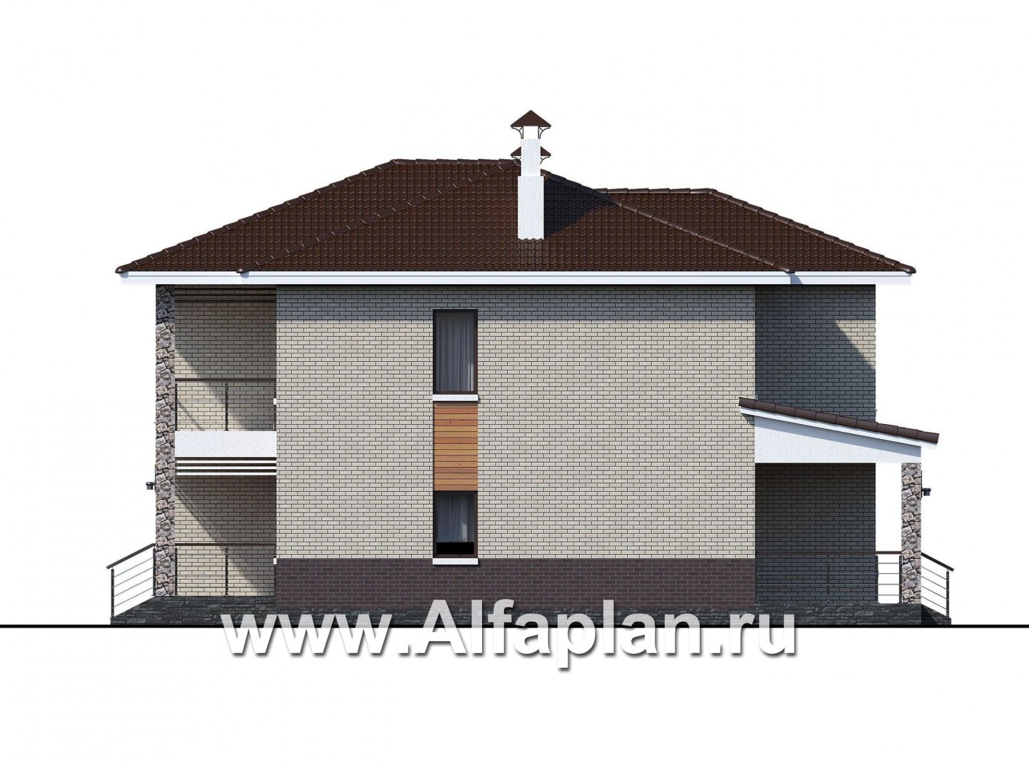 Проекты домов Альфаплан - «Формула успеха» - загородный дом с удобной планировкой - изображение фасада №2