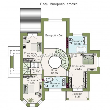 Проекты домов Альфаплан - «Воронцов»- респектабельный коттедж с комфортной планировкой - превью плана проекта №2