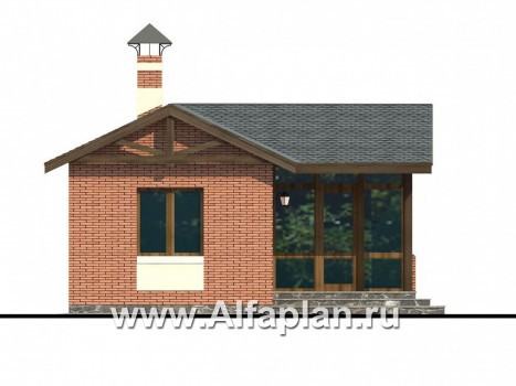 Проекты домов Альфаплан - Баня с уютной верандой - превью фасада №3