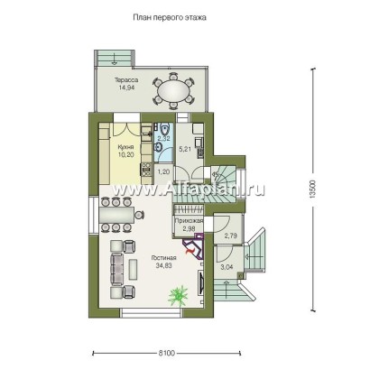 Проекты домов Альфаплан - «Вишневый сад»- проект небольшого дома или дачи - превью плана проекта №1