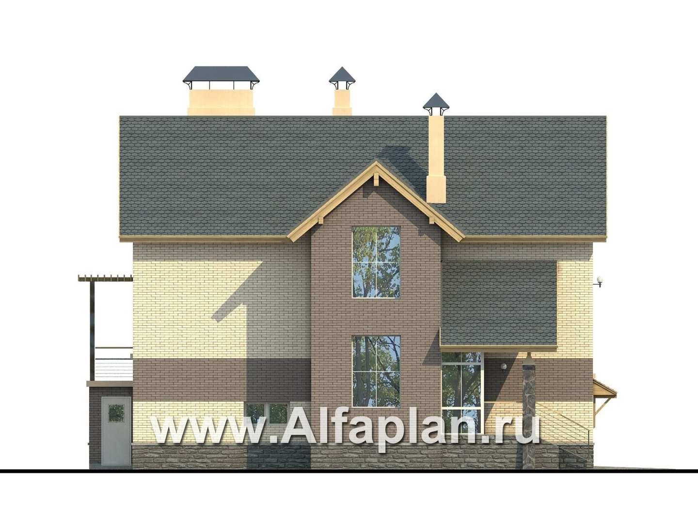 Проекты домов Альфаплан - «Эврика!» - удобный дом из блоков или кирпичей для маленького участка - изображение фасада №3