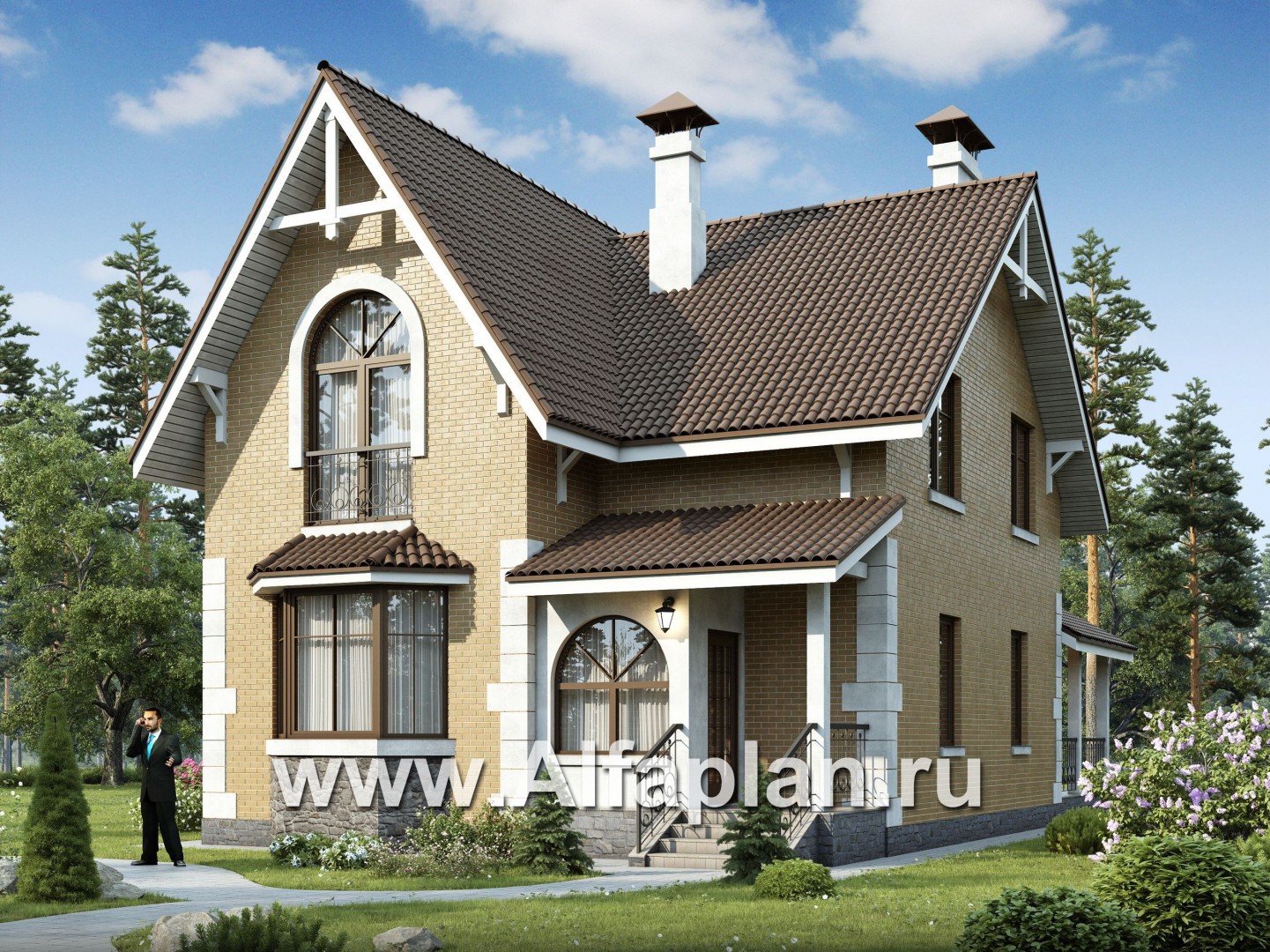 Проекты домов Альфаплан - «Примавера» - компактный загородный дом - основное изображение