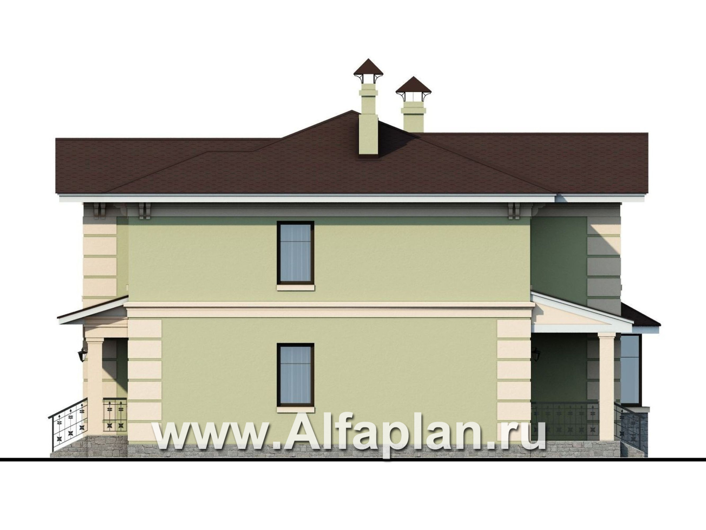 Проекты домов Альфаплан - «Репутация» - дом с аристократическими фасадами - изображение фасада №2