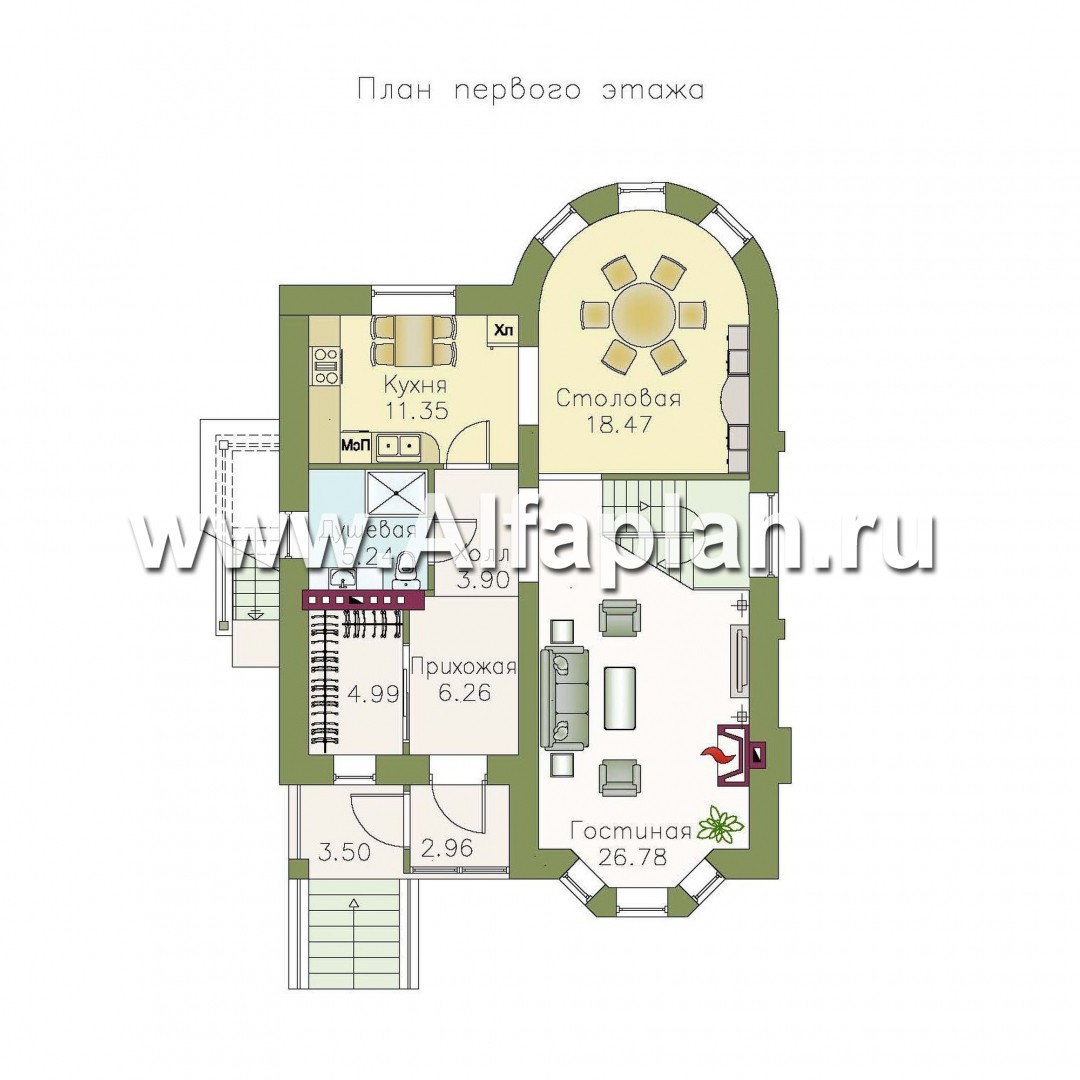Проекты домов Альфаплан - «Стелла Плюс» — компактный дом с цокольным этажом - план проекта №2