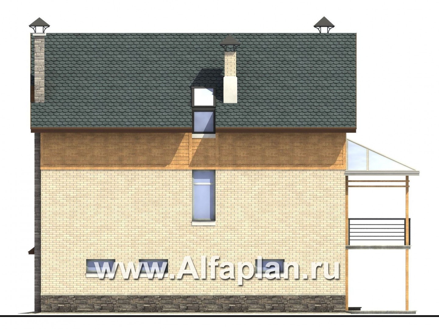 Проекты домов Альфаплан - «Экспрофессо» - уникальный проект у которого нет (только перегородки) аналогов - изображение фасада №2