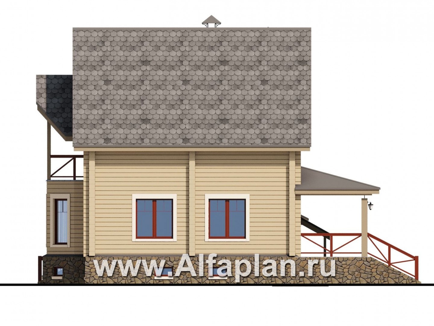 Проекты домов Альфаплан - «АльфаВУД» - деревяный дом из клееного бруса - изображение фасада №2