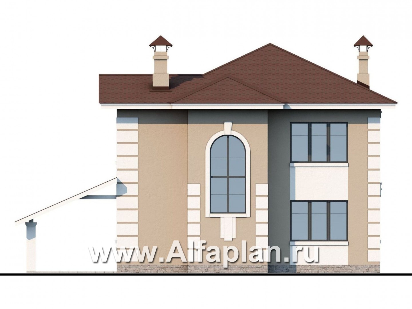 Проекты домов Альфаплан - «Знаменка»- удобный коттедж с навесом для машины - изображение фасада №4
