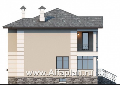 Проекты домов Альфаплан - «Знаменка плюс» - удобный и компактный коттедж с цоколем - превью фасада №3