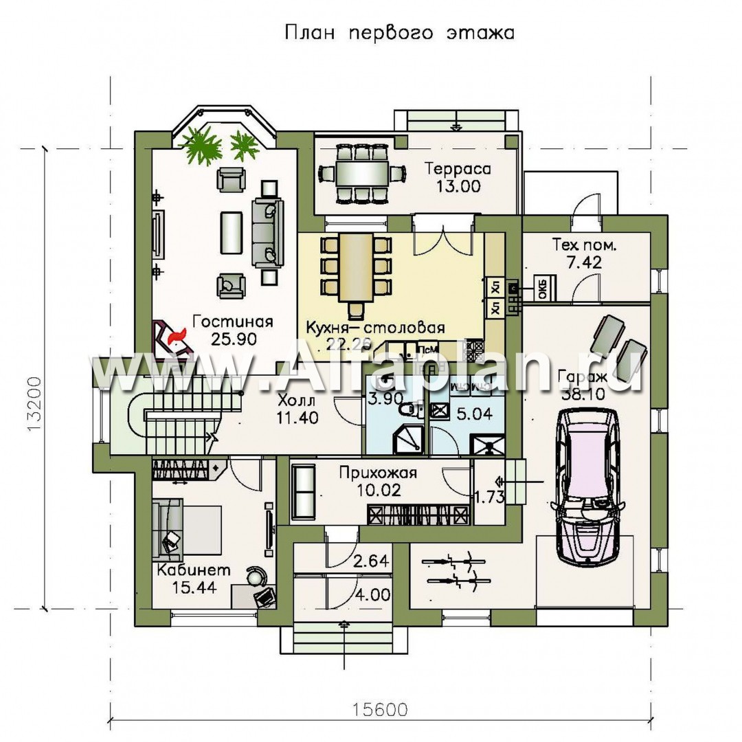 Проекты домов Альфаплан - «Репутация» - красивый дом с удобной планировкой - изображение плана проекта №1
