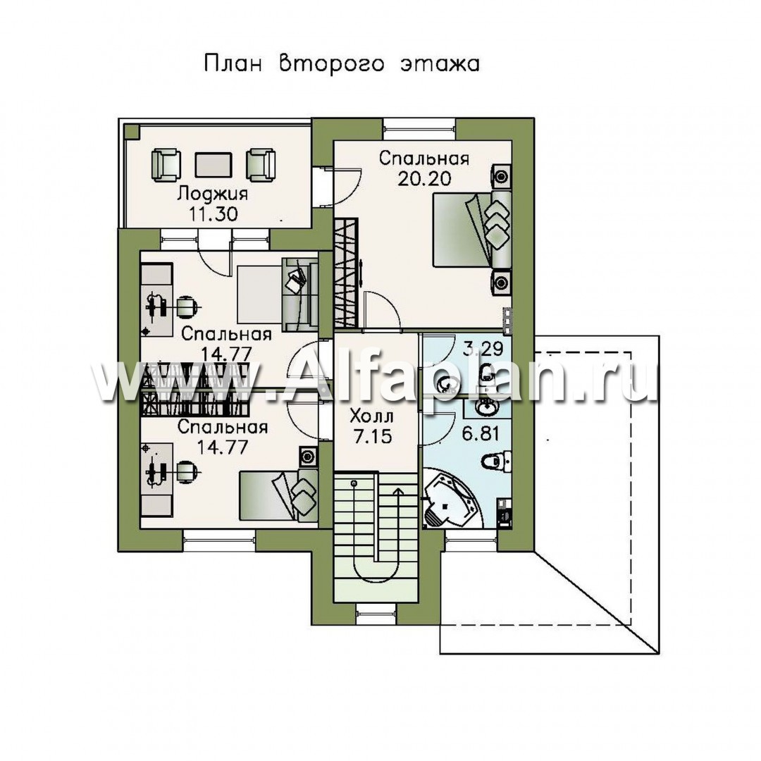 Проекты домов Альфаплан - «Зазеркалье»- проект элегантного компактного коттеджа - план проекта №2