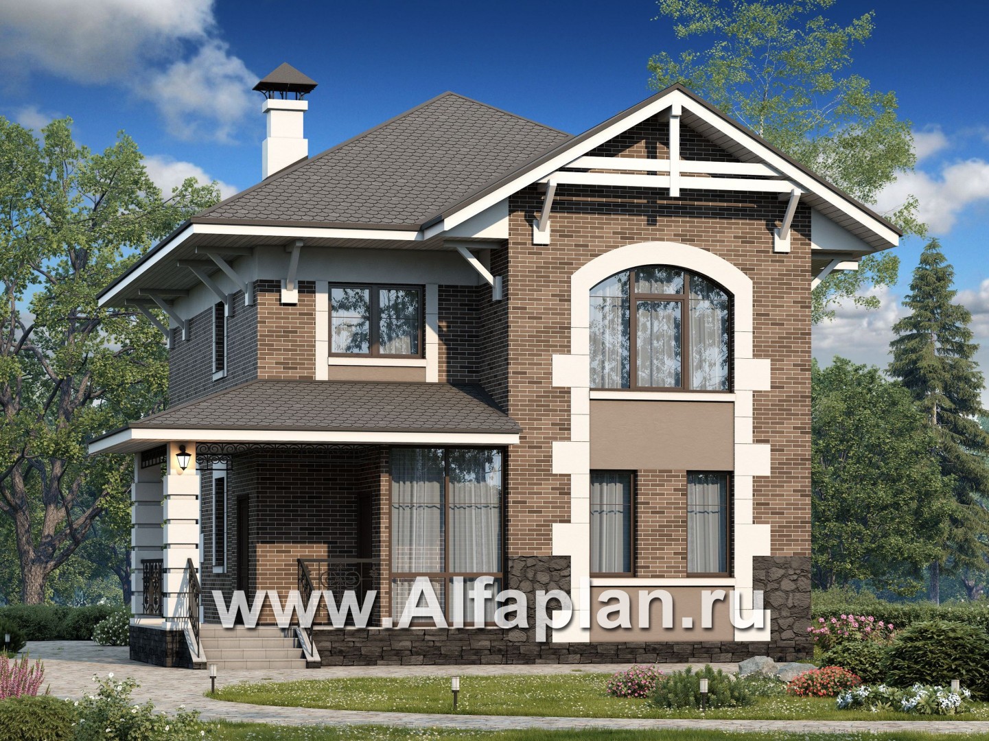 Проекты домов Альфаплан - «Фея сирени» — изящный дом для небольшого участка - основное изображение