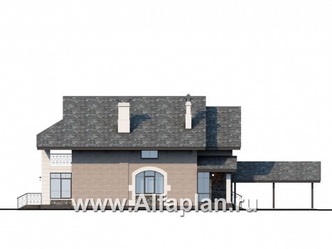 Проекты домов Альфаплан - «Одетта» - компактный дом с навесом для машины - превью фасада №3