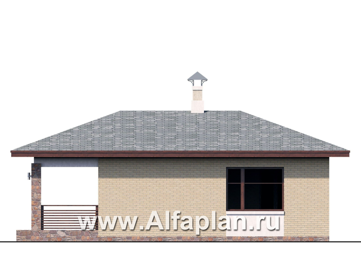 Проекты домов Альфаплан - «Виньон» - дачный дом с большой террасой - изображение фасада №2