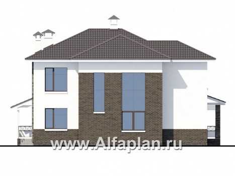 «Статский советник» - проект двухэтажного дома из газобетона, с эркером и вторым светом, в современном стиле - превью фасада дома