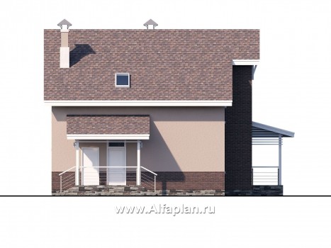 Проекты домов Альфаплан - «Регата» - комфортный план дома, двускатная крыша - превью фасада №3