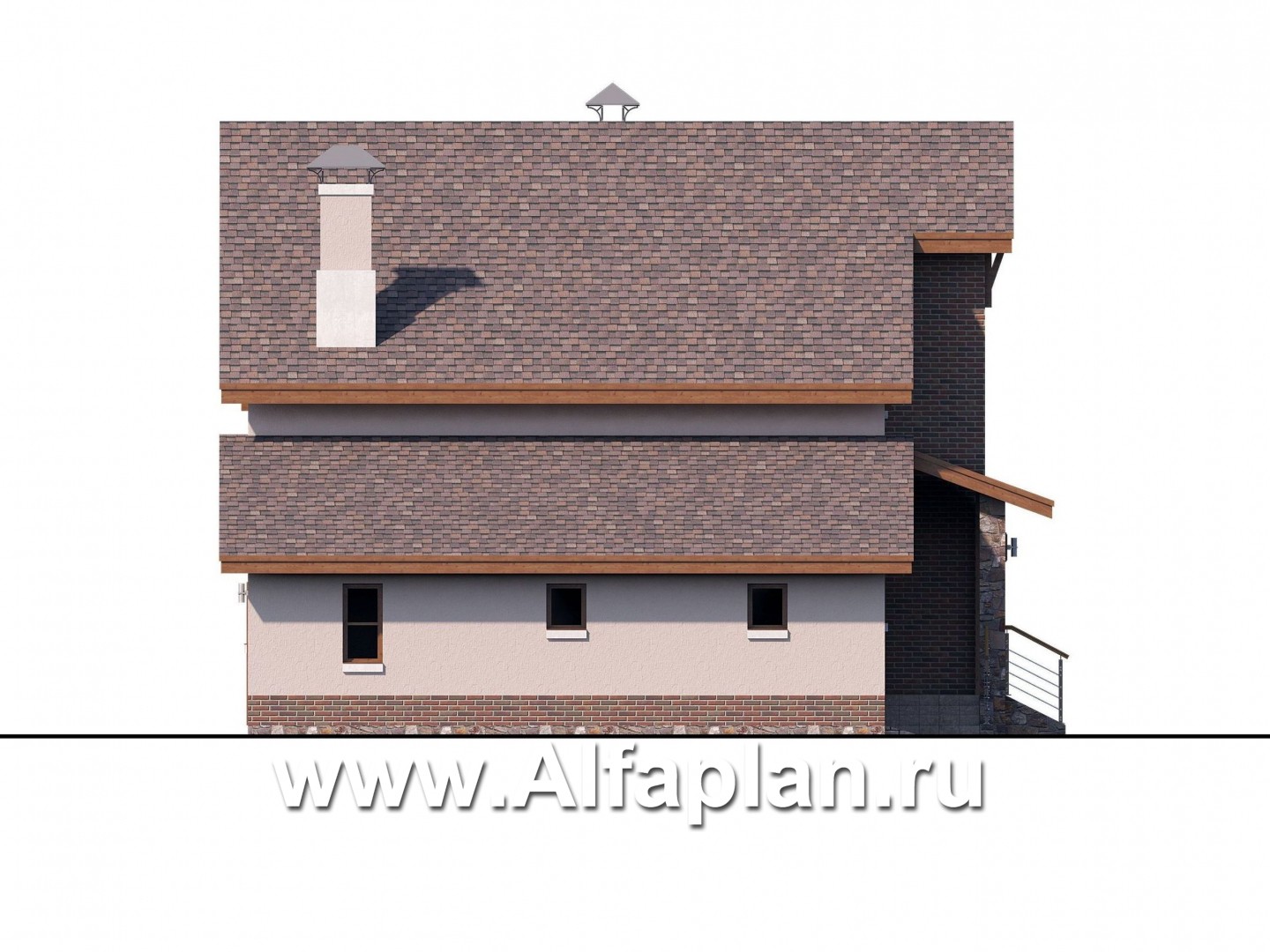 Проекты домов Альфаплан - «Регата» - комфортный план дома, двускатная крыша - изображение фасада №3