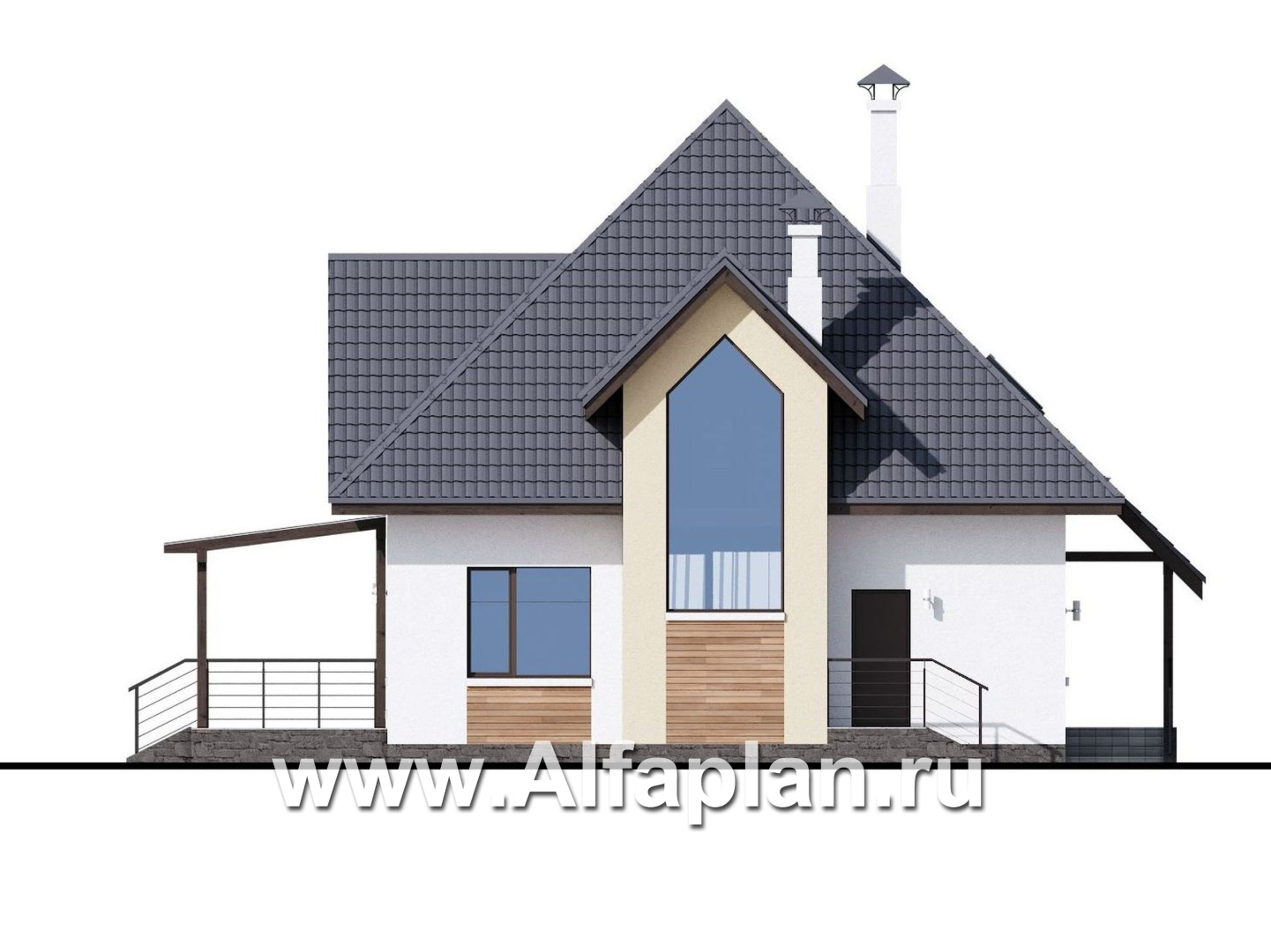 Проекты домов Альфаплан - «Альтаир» - современный мансардный дом - изображение фасада №4