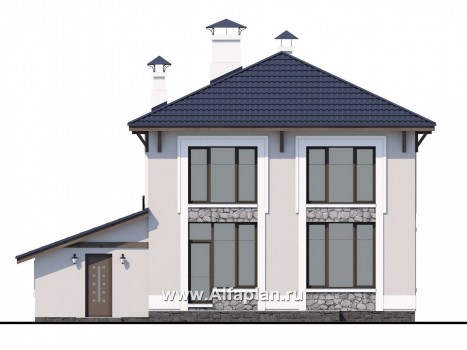 Проекты домов Альфаплан - «Смарт» - вместительный и компактный двухэтажный коттедж - превью фасада №4