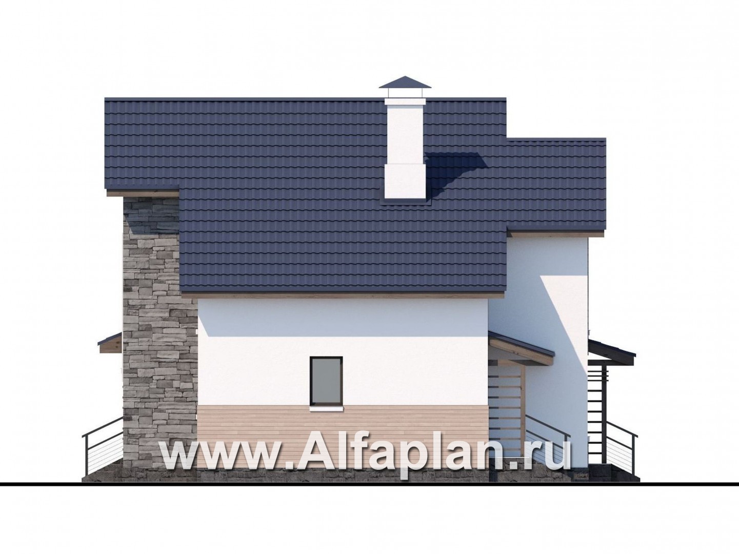 Проекты домов Альфаплан - «Территория комфорта» - современный дом - шале с гаражом - изображение фасада №4