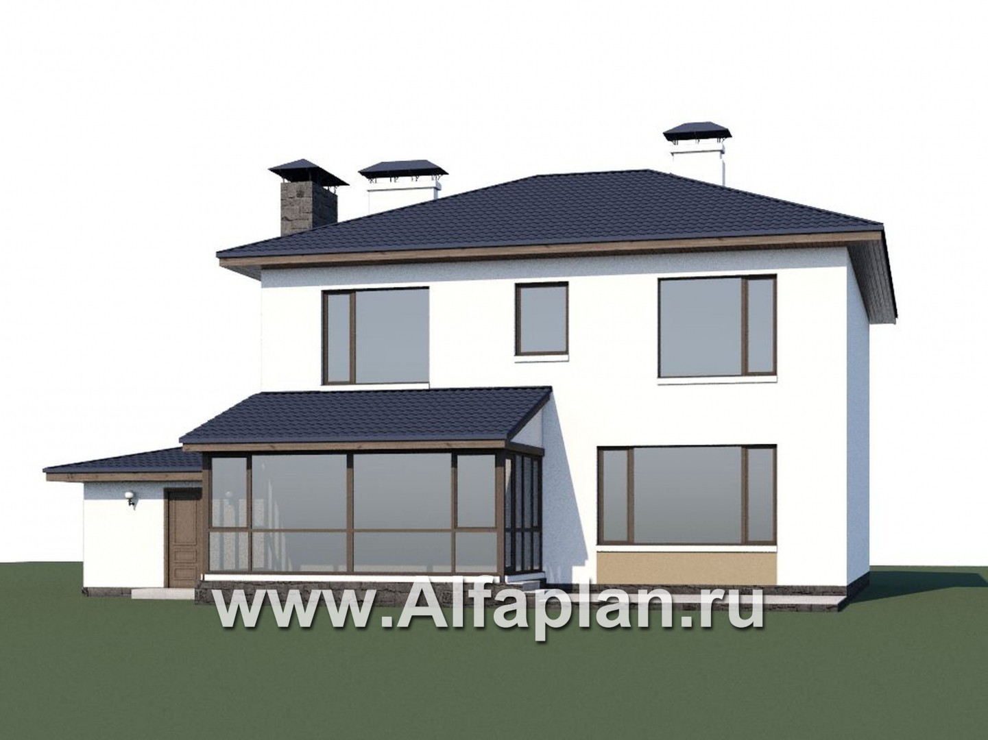 Проекты домов Альфаплан - «Седьмая высота» - современный коттедж с гаражом и просторной верандой - дополнительное изображение №1