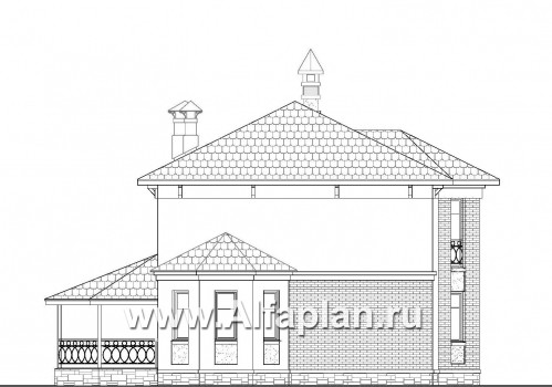 Проекты домов Альфаплан - «Классика»- двухэтажный особняк с эркером и гаражом на два автомобиля - превью фасада №3