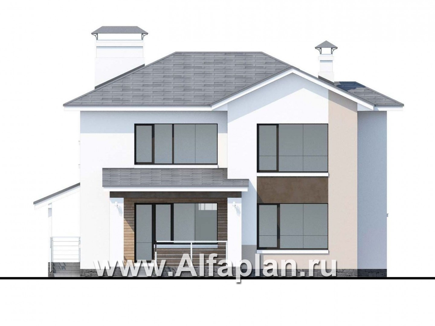 Проекты домов Альфаплан - «Платина» - стильный современный дом в европейской традиции - изображение фасада №4