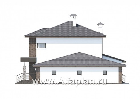 «Приоритет» - проект двухэтажного дома из газобетона, с террасой, 3 спальни, сауна на 2 эт, с гаражом на 1 авто - превью фасада дома