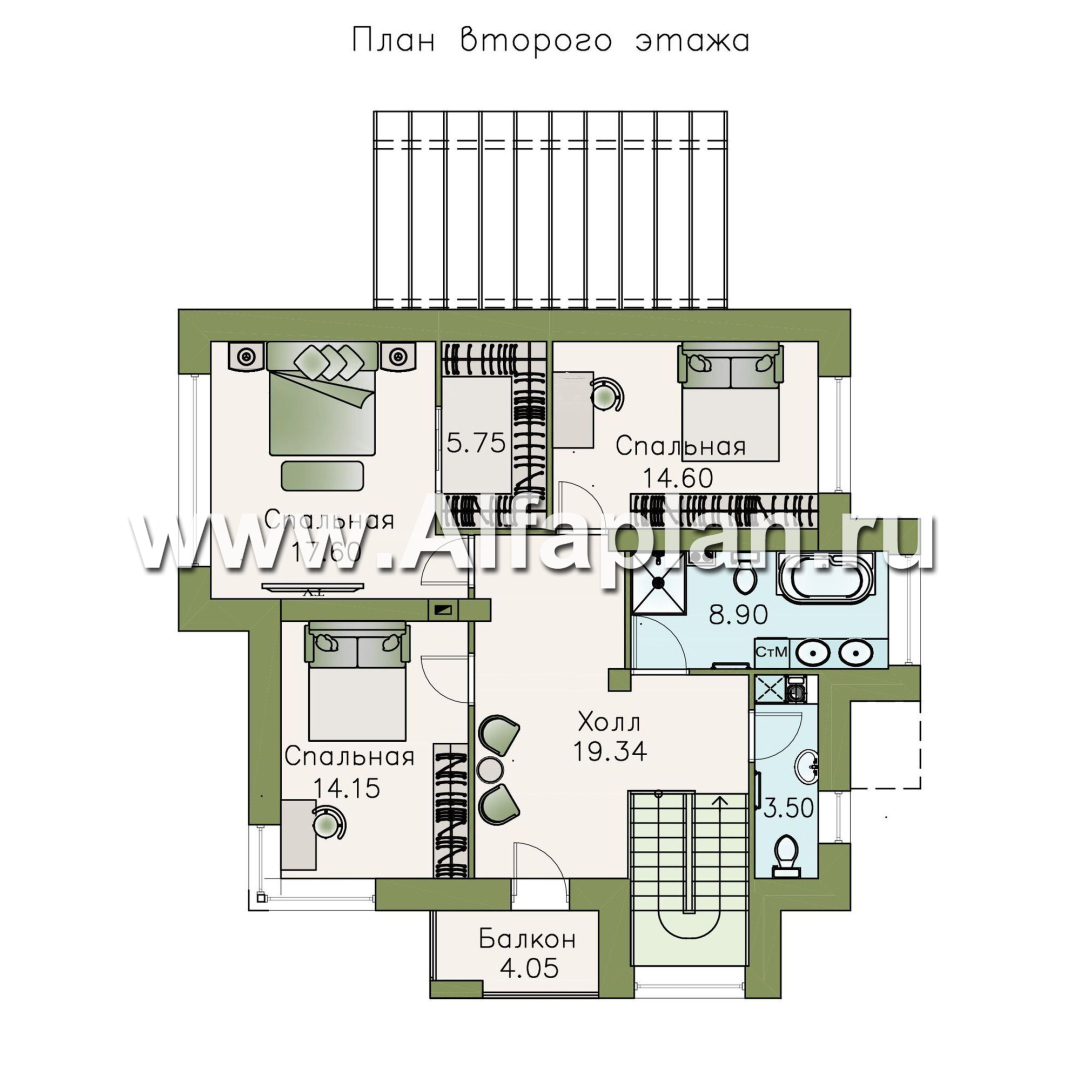 Проекты домов Альфаплан - «Эндорфин» - современный двухэтажный дом - план проекта №2