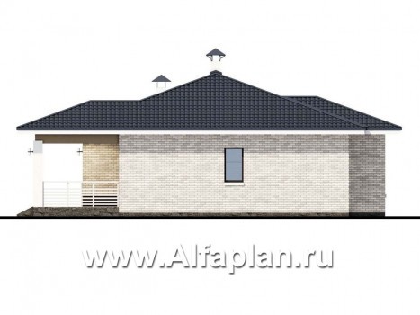 Проекты домов Альфаплан - «Эрато» - современный одноэтажный коттедж с террасой - превью фасада №2