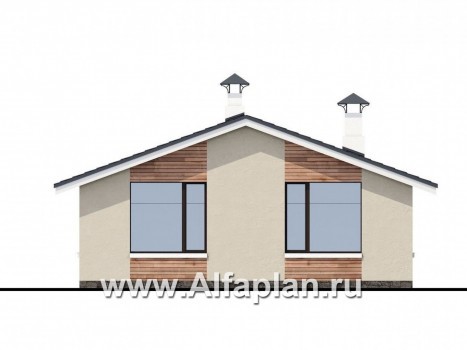 Проекты домов Альфаплан - «Родия» - одноэтажный коттедж с двускатной кровлей - превью фасада №4