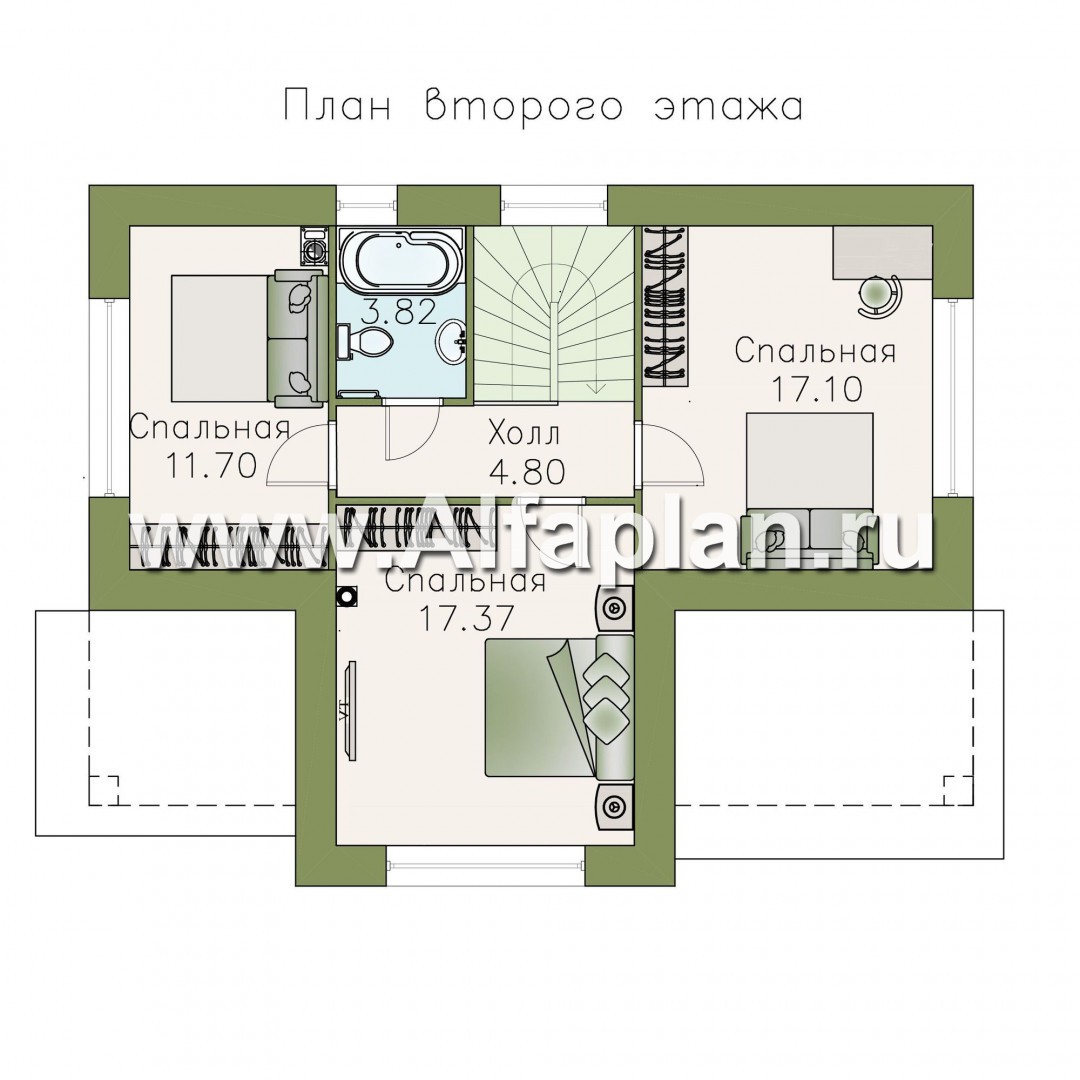 Проекты домов Альфаплан - «Каменка» - компактный экономичный дом в ретро-стиле - изображение плана проекта №2