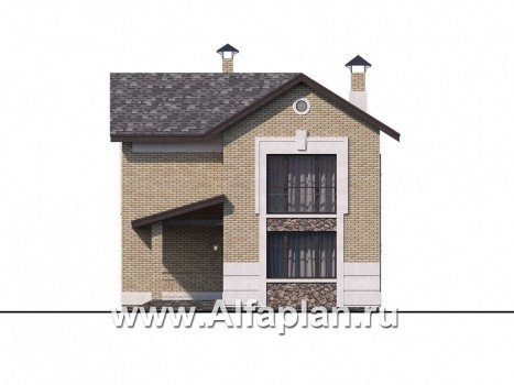 Проекты домов Альфаплан - «Каменка» - компактный экономичный дом в ретро-стиле - превью фасада №2