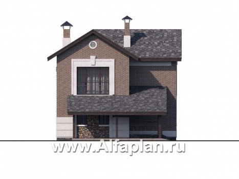 Проекты домов Альфаплан - «Каменка» - компактный экономичный дом в ретро-стиле - превью фасада №3