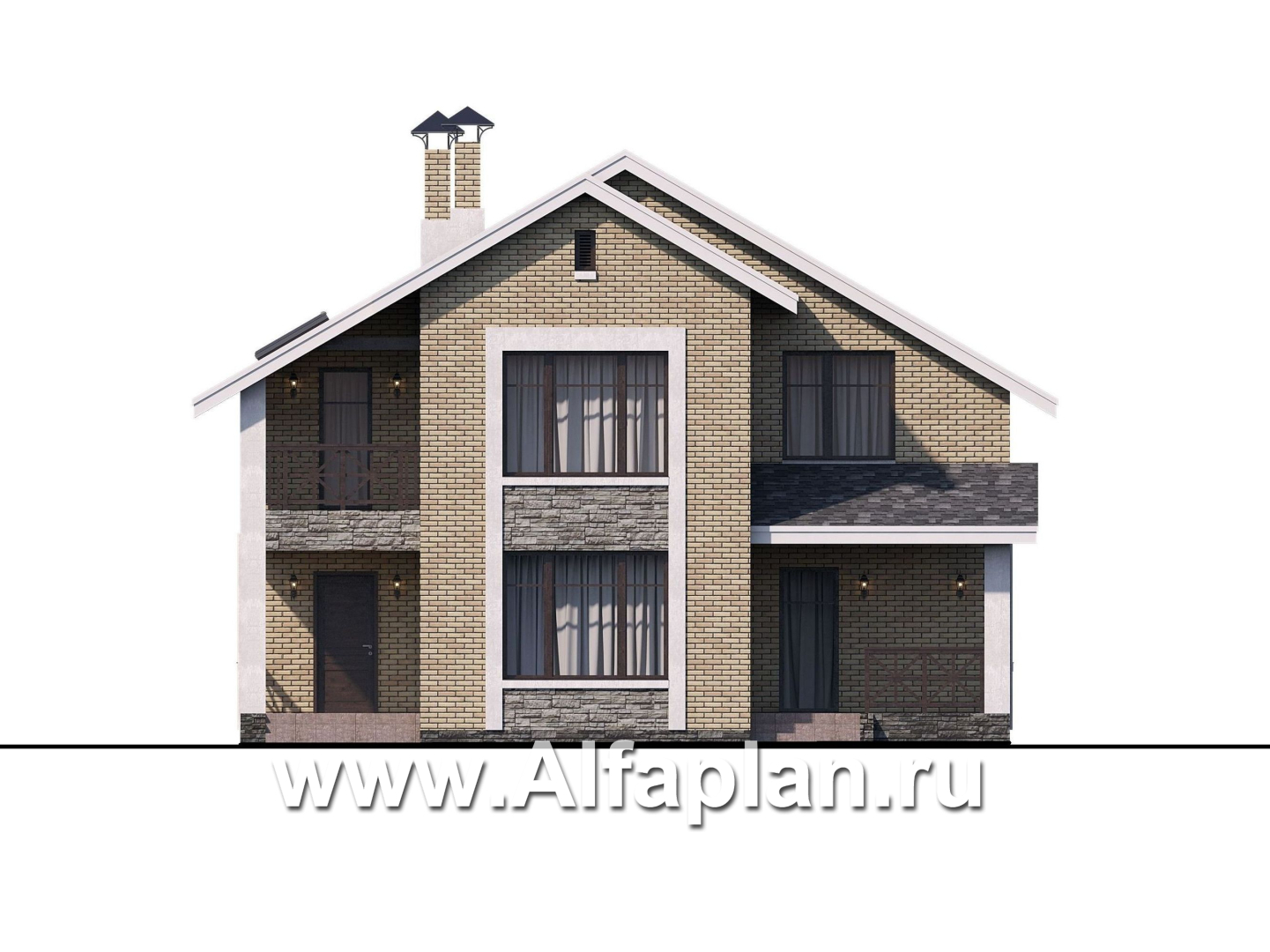 Проекты домов Альфаплан - «Ижора» - небольшой классический дом с двускатной кровлей - изображение фасада №1