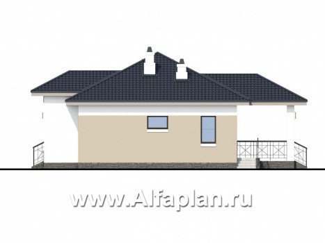Проекты домов Альфаплан - «Княженика» - проект экономичного одноэтажного дома  сауной - превью фасада №2