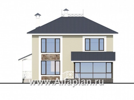 «Либезюсефрау» - проект красивого двухэтажного дома с эркером и с балконом - превью фасада дома