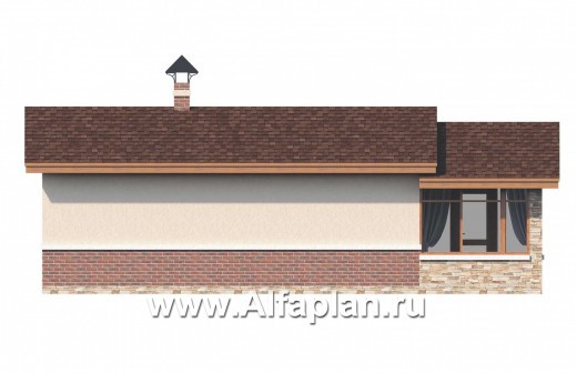 Проекты домов Альфаплан - Удобная современная баня с верандой - превью фасада №4